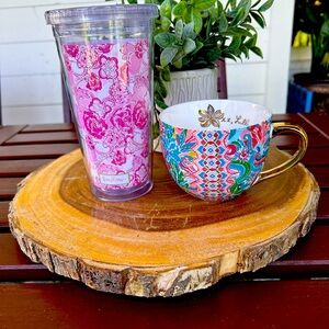 Lily Pulitzer new w/o tag coffee cup mug &  EUC lidded tumbler